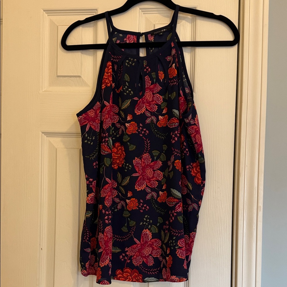 Papermoon Floral Tank Top - Navy and Pink